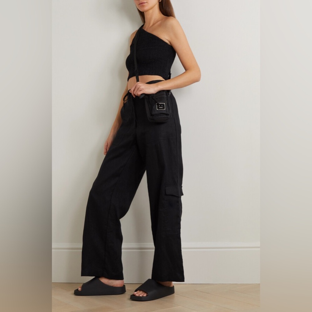 Faithfull The Brand Relais Linen Cargo Pants - Black